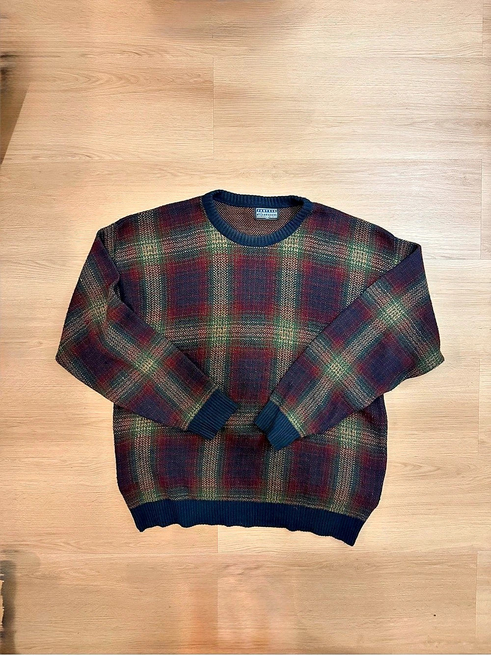 Jantzen Plaid Crewneck Sweater Green & Red Large 🍂
